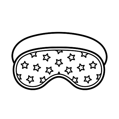 Sleep mask. Night sleep accessory. Hand drawn icon of eye mask in sketch doodle style. Isolated vector illustration.