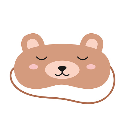 Sleep mask. Cute eye mask bear. Night relax accessory. Flat vector illustration isolated on white background.