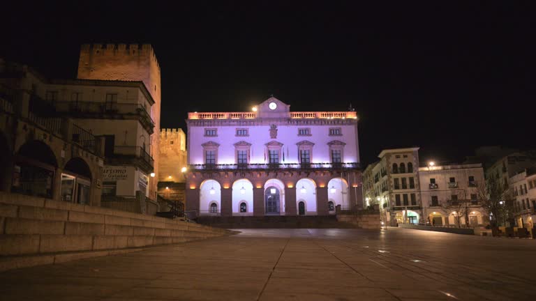 The historic Plaza of Caceres Old Town in Spain