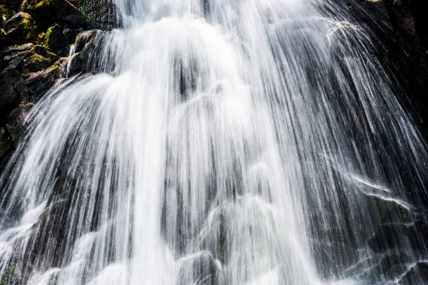 Waves crashing and water spraying against rocks