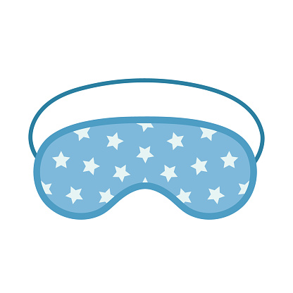 Sleep mask. Night accessory to sleep, travel and recreation. Blue eye mask with stars. Flat vector illustration isolated on white background.