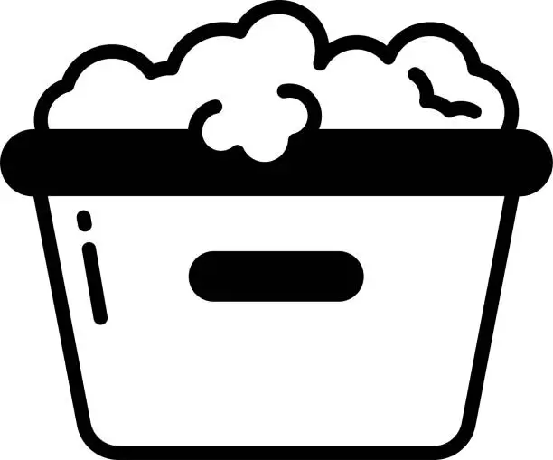 Vector illustration of Bucket glyph and line vector illustration