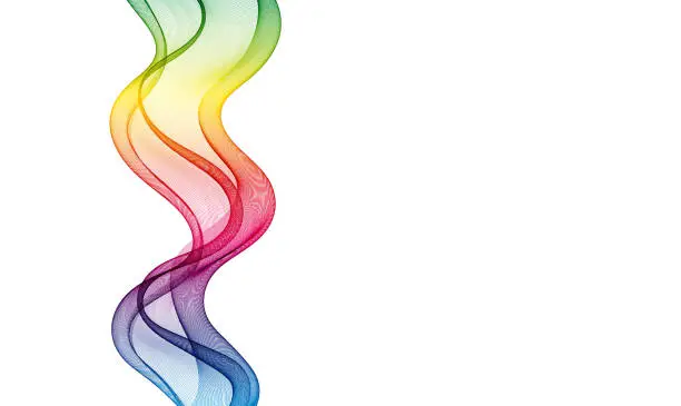 Vector illustration of Vertical lines of transparent color wave on white background, rainbow wave, design element