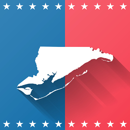 Map of Franklin County - Florida, on a blue and red colored background. The blue color represents the Democratic Party and the red color represents the Republican Party. White stars are placed above and below the map. Vector Illustration (EPS file, well layered and grouped). Easy to edit, manipulate, resize or colorize. Vector and Jpeg file of different sizes.