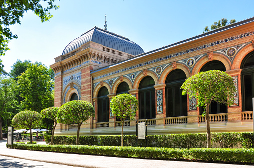 Madrid, Spain - June 2018: Velazquez palace in Buen Retiro park