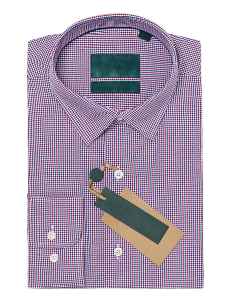 istock Checkered folded long sleeved men's shirt isolated on white background, top view 2098684388