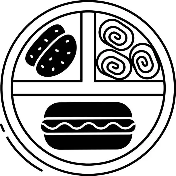 Vector illustration of burger glyph and line vector illustration