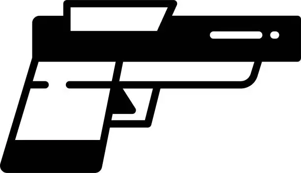 Vector illustration of Pistol glyph and line vector illustration