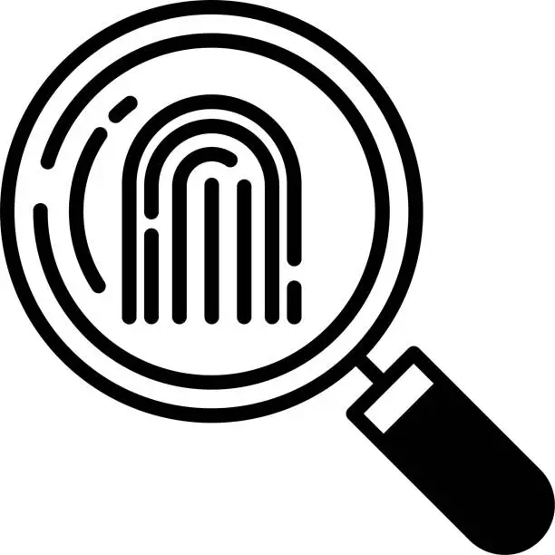 Vector illustration of Search Fingerprint glyph and line vector illustration