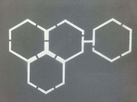 molecular symbol painted on the wall