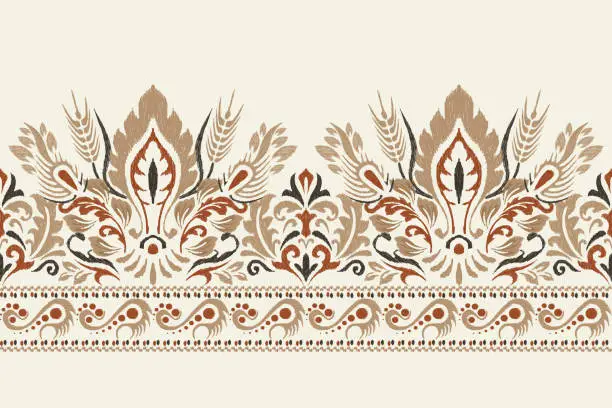 Vector illustration of Damask Ikat floral pattern vector illustration