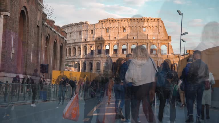 Colosseum in Rome, Italy. Ancient Roman Colosseum is one of main tourist attractions in Europe.