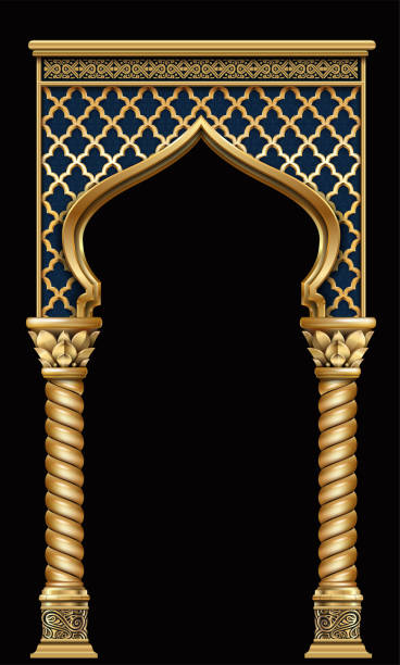 istock Golden luxury classic arch portal with columns 2098799211