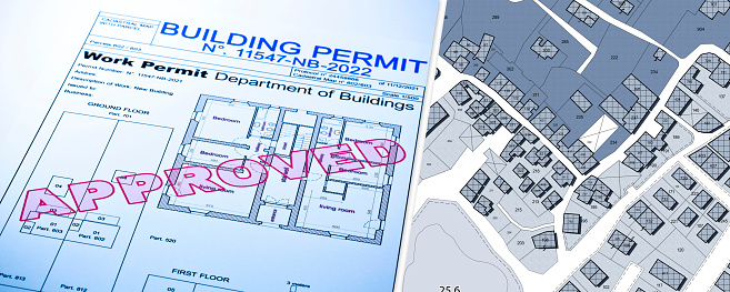Buildings Permit Concept With Imaginary Cadastral Map Building Activity ...