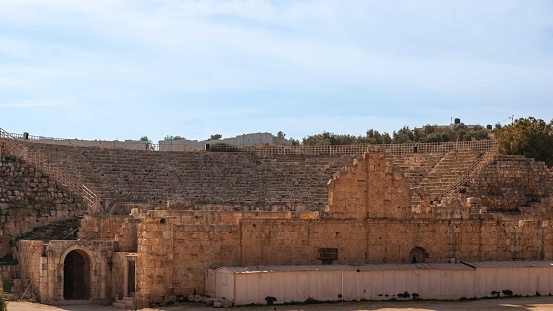 Jordan, Gerasa (Jerash) is ancient city that is six and half thousand years old. South Theater is city's main theatre, built in 166 AD. Theater has 32 rows for five thousand spectators.