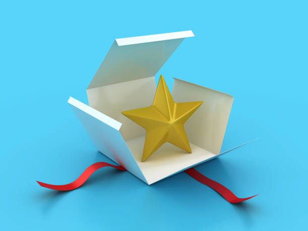 3D Star on Gift Box stock photo