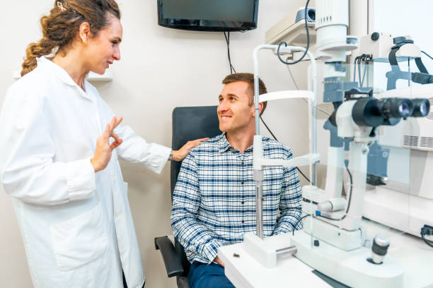 istock Doctor and patient talking in ophthalmology clinic 2098899787