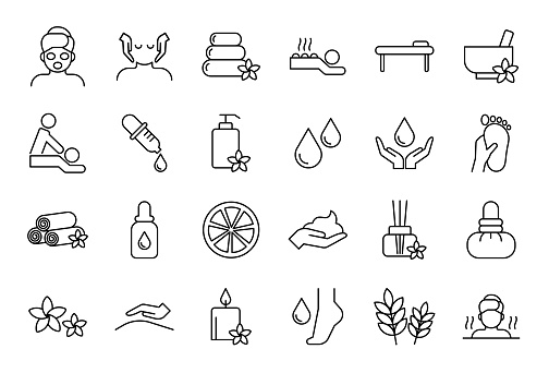 Set of spa & massage icon collection.