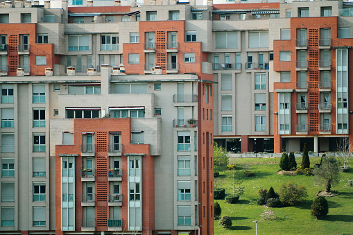 A residential district with modern apartment buildings