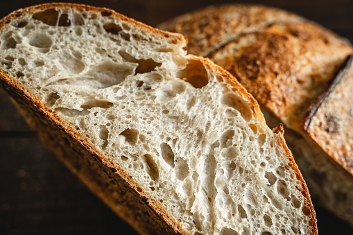 Traditional health open crumb artisan sourdough bread