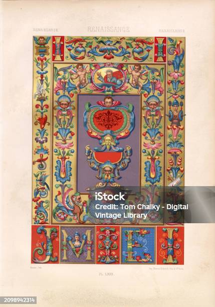 Typography During Renaissance Renaissance Illuminated Typography And Borders Racinet Plate Lxiii 1874 ...
