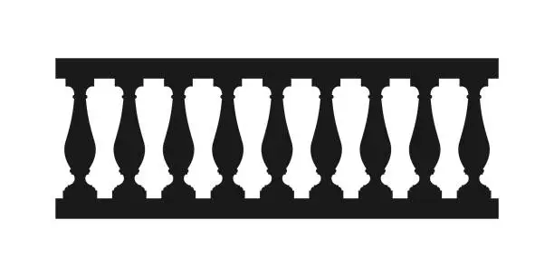 Vector illustration of Stone balustrade with balusters for fencing. Marble fencing for architectural design