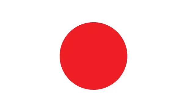 Vector illustration of Japan flag. Standard size. The official ratio. A rectangular flag. Standard color. Flag icon. Digital illustration. Computer illustration. Vector illustration.