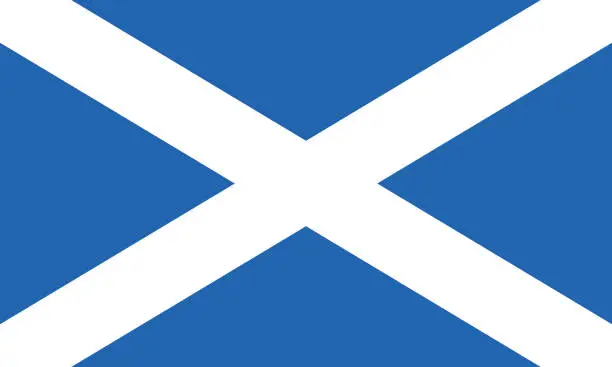 Vector illustration of Scotland flag. Standard size. The official ratio. A rectangular flag. Standard color. Flag icon. Digital illustration. Computer illustration. Vector illustration.