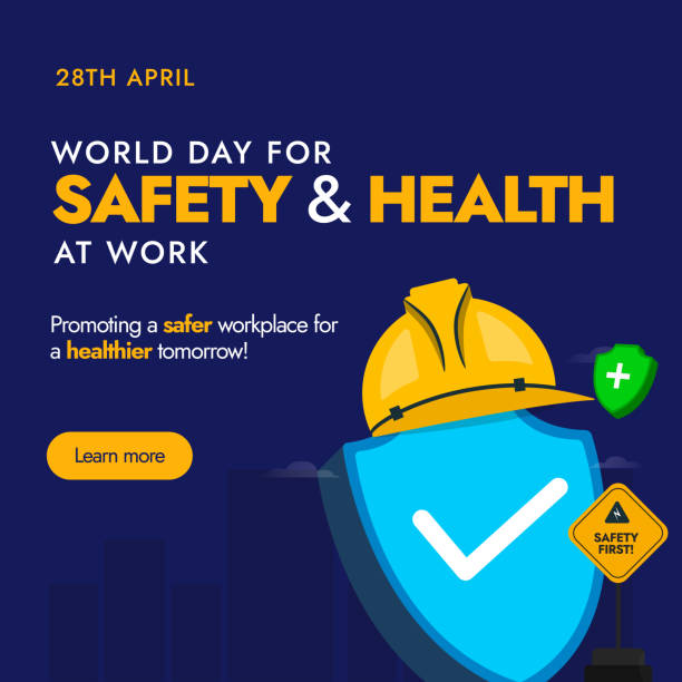 World Day for Safety and Health at Work. 28th April World day for safety and health at work awareness banner with protection shield and helmet on it. Providing aids, equipment for workers safety. World Day for Safety and Health at Work. 28th April World day for safety and health at work awareness banner with protection shield and helmet on it. Providing aids, equipment for workers safety.
World day for safety and health at work. 28th April. World Day for safety of workers. Worker's health Day. Banner. Awareness post for worker health and security. Safety and Health for employees. Social media cover or banner stock illustration
Construction helmet for safe and healthy working days for card, banner, template design with dark background. Observed on April 28 stock illustration earth first aid stock illustrations