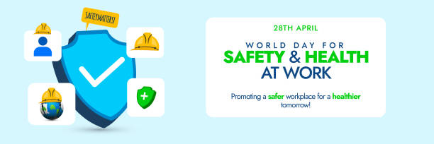 World Day For Safety and Health at Work.28th April World day for safety and health at work social media cover banner with protection shield and icons around it to promote safety measures for workers safety. Safety and Health for employees World Day For Safety and Health at Work.28th April World day for safety and health at work social media cover banner with protection shield and icons around it to promote safety measures for workers safety. Safety and Health for employees
World day for safety and health at work. 28th April. World Day for safety of workers. Worker's health Day. Banner. Awareness post for worker health and security. Safety and Health for employees. Social media cover or banner stock illustration
2024 concept world day for safety and health at work. Construction helmet and planet earth template for safe and healthy working days with card, banner in blue background. Observed on April 28 stock illustration earth first aid stock illustrations