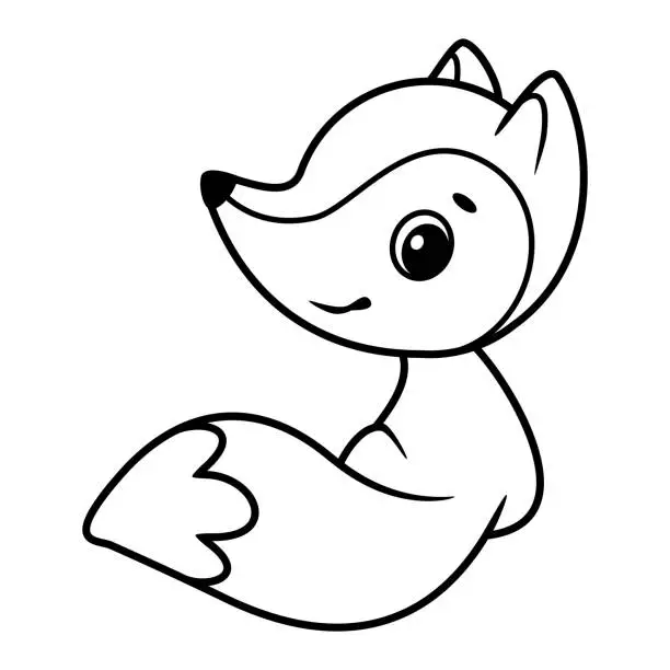 Vector illustration of Fox coloring page cartoon vector illustration