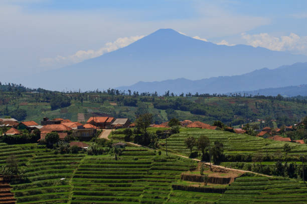 istock Beautiful panoramic view blue sky mountain in Indonesia 2099097138