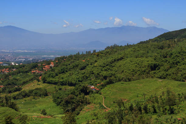 istock Beautiful panoramic view blue sky mountain in Indonesia 2099097157