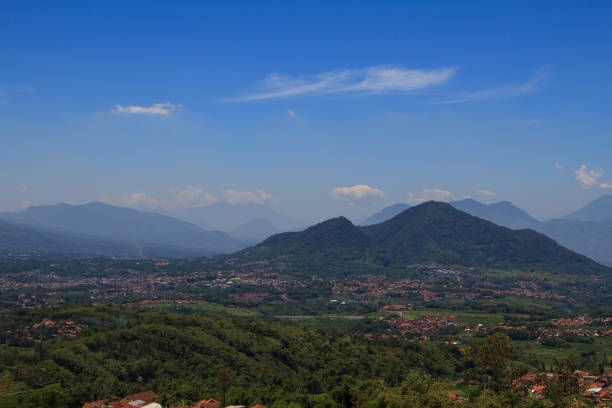 Beautiful panoramic view blue sky mountain in Indonesia