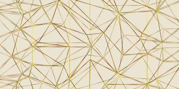 Vector illustration of Abstract overlap gold lines structure on white background.