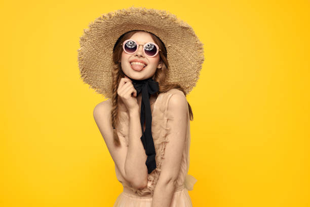 istock romantic lady in straw hat sunglasses model dress emotions 2099108374
