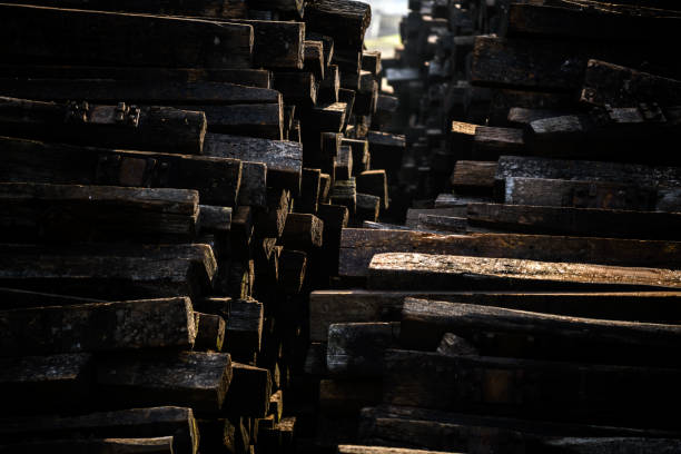 Old railway sleepers or railroad ties