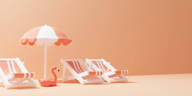 istock Summer banner concept design of inflatable flamingo 3D render 2099128557