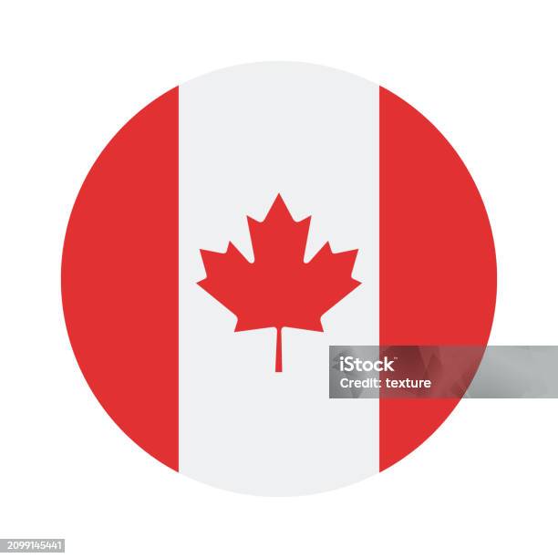 Canada Flag Circle Icon Flag Standard Color Button Flag Icon Digital Illustration Computer Illustration Vector Illustration Stock Illustration - Download Image Now