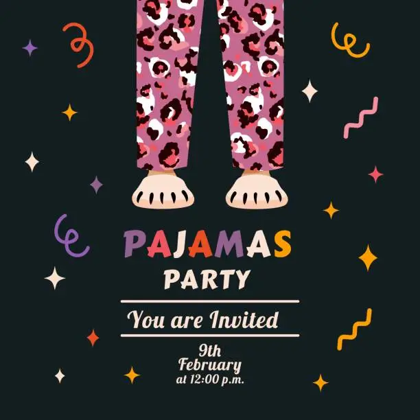 Vector illustration of pajama party invitation