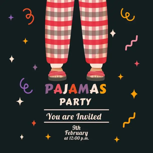 Vector illustration of pajama party with legs