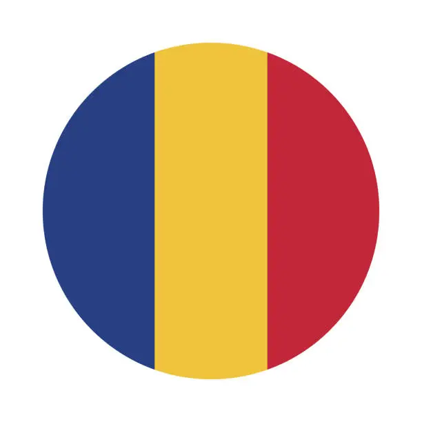 Vector illustration of Romania circle flag. Circle icon flag. Standard color. Button flag icon. Digital illustration. Computer illustration. Vector illustration.