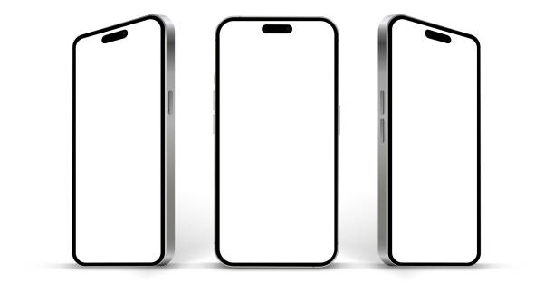 istock 3D realistic high quality smartphone mockup with isolated background. Smart phone mockup collection. Device front view. 3D mobile phone with shadow on white background. 2099169532