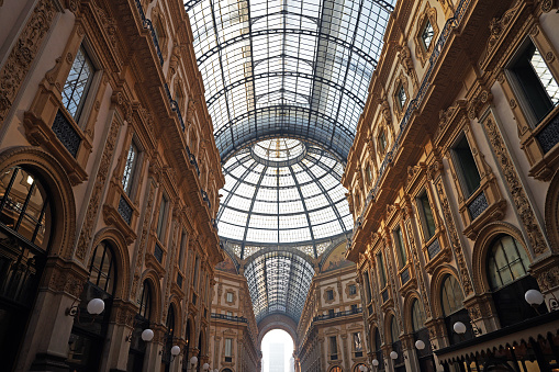 View of the beautiful Galleria Vittorio Emanuele II, Milan (Italy).