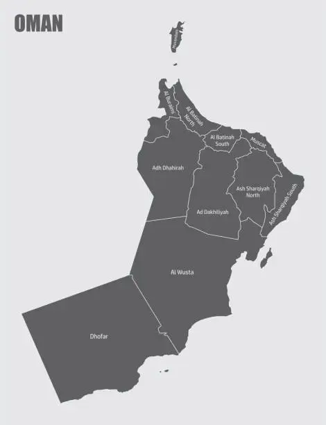 Vector illustration of Oman administrative map