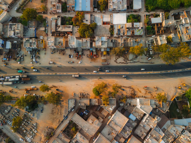 Aerial view of highway through Jaipur, India
