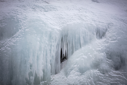 Winter landscape with stalactites ice.\nHammerfest - Norway