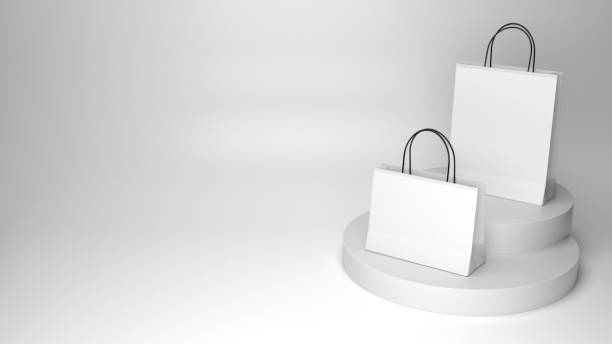 White shopping bag 3d render mockup for your brand on the white background.