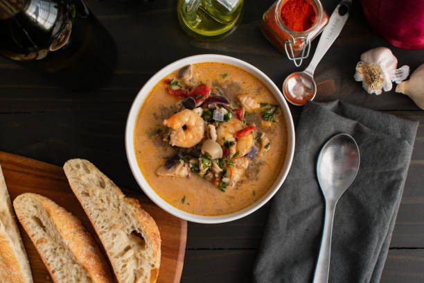 istock Bowl of Rustic Seafood Soup with Creamy Tomato Broth 2099286358
