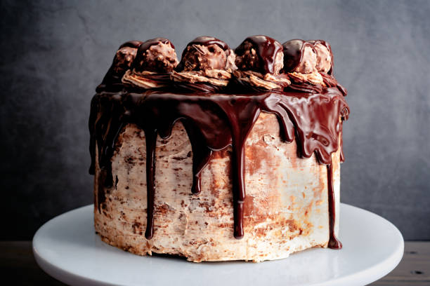 Hazelnut Chocolate Cake Topped with Chocolate Ganache and Hazelnut Candies